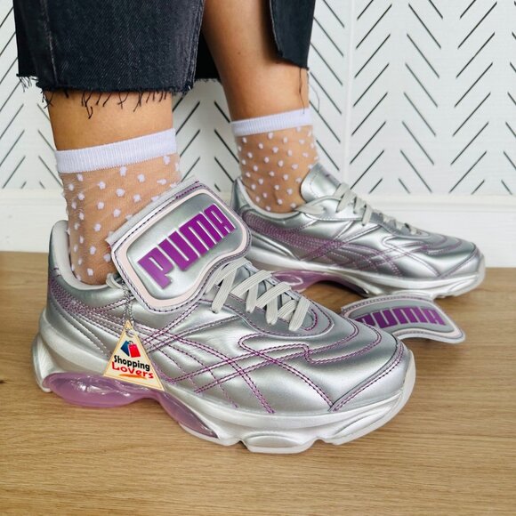 ⭐PUMA x DUA LIPA Cell Dome King ML Trainer Sneaker 8.5 Metallic Silver Pink Y2K - Picture 1 of 11